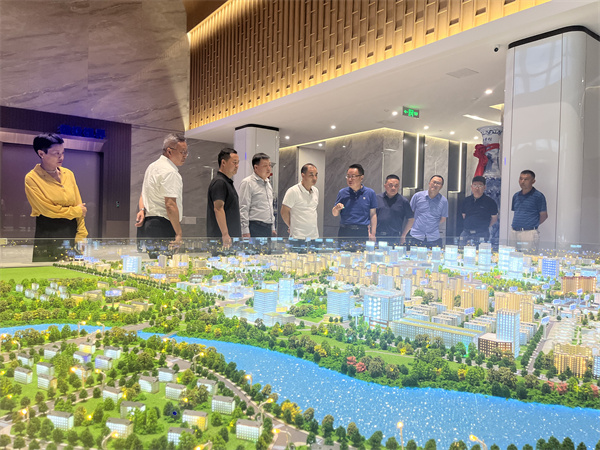 7月25日，縣委書記汪凱、副縣長徐涌駟、洪董陪同安徽岸香國際控股集團(tuán)黃保鎖執(zhí)行董事赴人工智能創(chuàng)客中心大樓考察富豐新城片區(qū)開發(fā)情況。.jpg